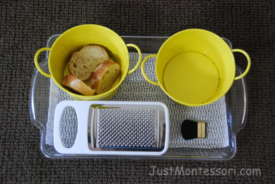 Bird Feeding (Grating Bread for Crumbs)