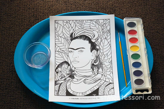 Mexican artist Frida coloring project