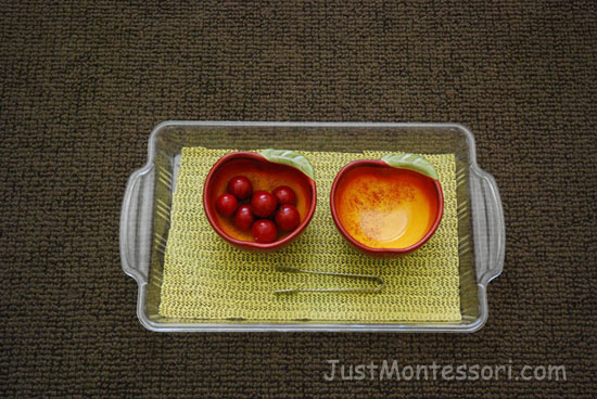 Transfer Apples with Tongs