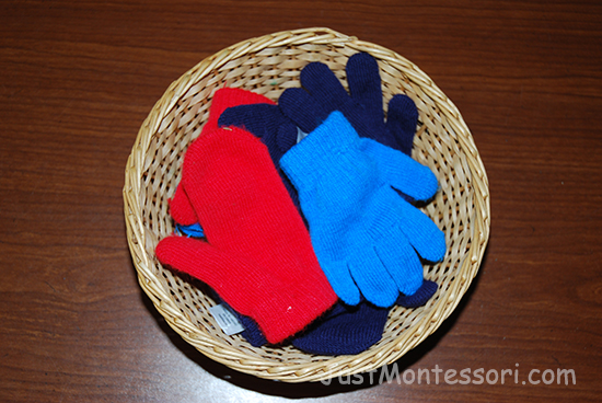 Mitten and Glove Basket (children practice putting on and taking off)