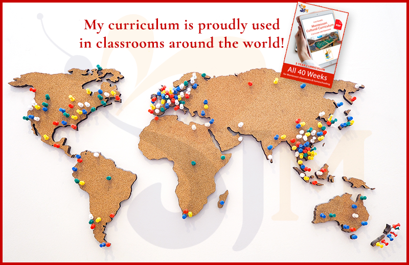Countries using Lisa Good's Montessori Cultural Curriculum Pic